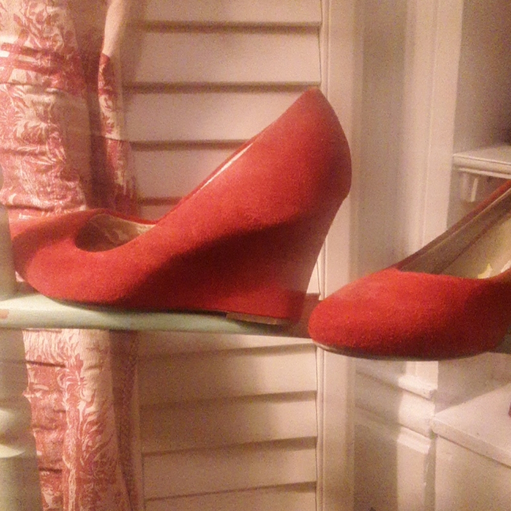 Express suede wedge heels